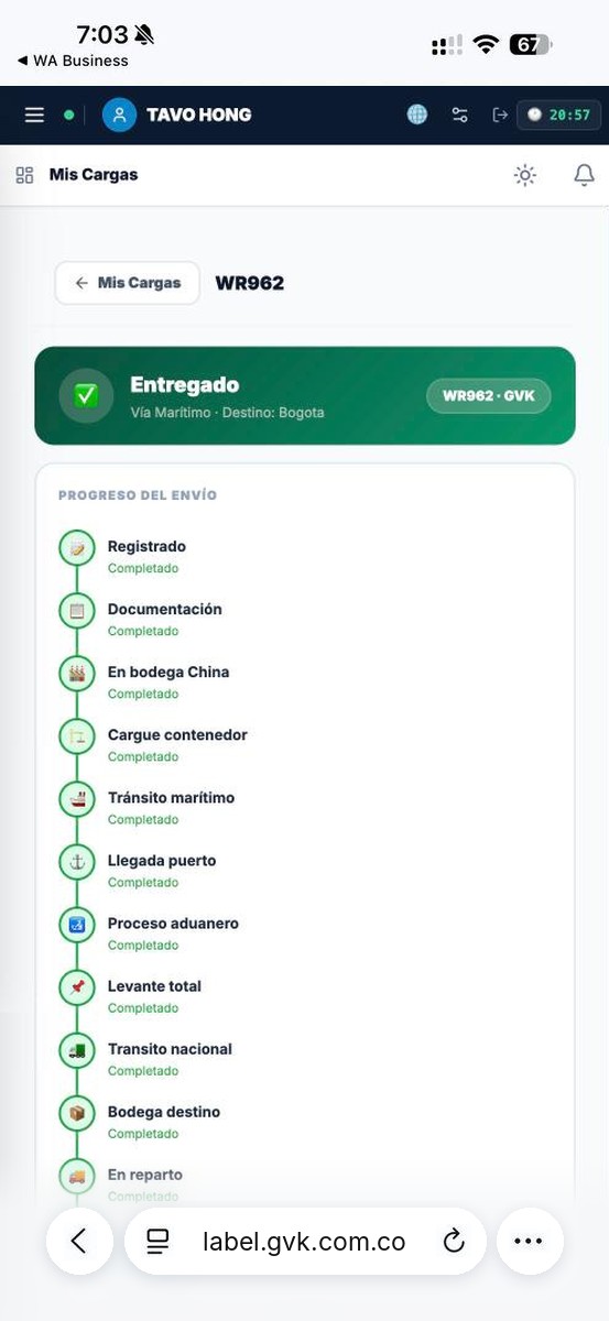Reporte de tracking y fotos en la app GVK